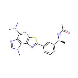 CC(=O)N[C@@H](C)c1cccc(-c2nc3c(nc(N(C)C)c4ncn(C)c43)s2)c1 ZINC000066258607