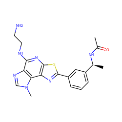 CC(=O)N[C@@H](C)c1cccc(-c2nc3c(nc(NCCN)c4ncn(C)c43)s2)c1 ZINC000066251306