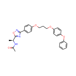 CC(=O)N[C@@H](C)c1nc(-c2ccc(OCCCOc3ccc(Oc4ccccc4)cc3)cc2)no1 ZINC001772572122