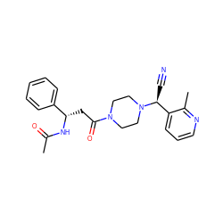 CC(=O)N[C@@H](CC(=O)N1CCN([C@@H](C#N)c2cccnc2C)CC1)c1ccccc1 ZINC000013833297