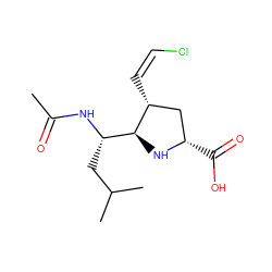 CC(=O)N[C@@H](CC(C)C)[C@@H]1N[C@@H](C(=O)O)C[C@H]1/C=C\Cl ZINC000013645240