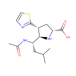 CC(=O)N[C@@H](CC(C)C)[C@@H]1N[C@@H](C(=O)O)C[C@H]1c1nccs1 ZINC000013645212