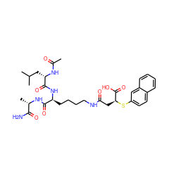 CC(=O)N[C@@H](CC(C)C)C(=O)N[C@@H](CCCCNC(=O)C[C@H](Sc1ccc2ccccc2c1)C(=O)O)C(=O)N[C@@H](C)C(N)=O ZINC001772628011