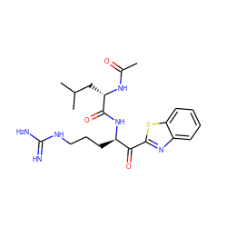 CC(=O)N[C@@H](CC(C)C)C(=O)N[C@H](CCCNC(=N)N)C(=O)c1nc2ccccc2s1 ZINC000013526050