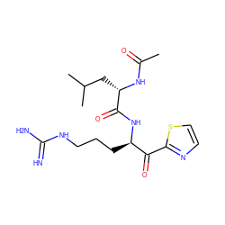 CC(=O)N[C@@H](CC(C)C)C(=O)N[C@H](CCCNC(=N)N)C(=O)c1nccs1 ZINC000653808442