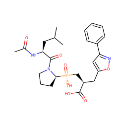 CC(=O)N[C@@H](CC(C)C)C(=O)N1CCC[C@@H]1[P@](=O)(O)C[C@@H](Cc1cc(-c2ccccc2)no1)C(=O)O ZINC000014976291