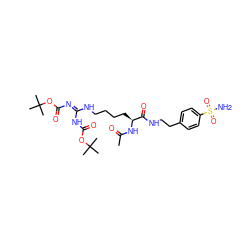 CC(=O)N[C@@H](CCCCN/C(=N/C(=O)OC(C)(C)C)NC(=O)OC(C)(C)C)C(=O)NCCc1ccc(S(N)(=O)=O)cc1 ZINC000299826688