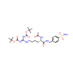 CC(=O)N[C@@H](CCCCN/C(=N/C(=O)OC(C)(C)C)NC(=O)OC(C)(C)C)C(=O)NCc1ccc(S(N)(=O)=O)cc1 ZINC000299823911