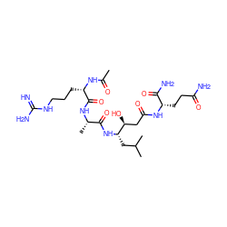 CC(=O)N[C@@H](CCCNC(=N)N)C(=O)N[C@@H](C)C(=O)N[C@@H](CC(C)C)[C@@H](O)CC(=O)N[C@@H](CCC(N)=O)C(N)=O ZINC000299838261
