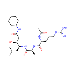 CC(=O)N[C@@H](CCCNC(=N)N)C(=O)N[C@@H](C)C(=O)N[C@@H](CC(C)C)[C@@H](O)CC(=O)NC1CCCCC1 ZINC000299833829