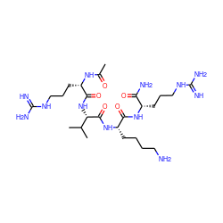 CC(=O)N[C@@H](CCCNC(=N)N)C(=O)N[C@H](C(=O)N[C@@H](CCCCN)C(=O)N[C@@H](CCCNC(=N)N)C(N)=O)C(C)C ZINC000095575250