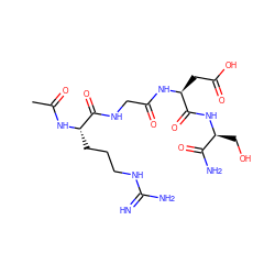 CC(=O)N[C@@H](CCCNC(=N)N)C(=O)NCC(=O)N[C@@H](CC(=O)O)C(=O)N[C@@H](CO)C(N)=O ZINC000003934572