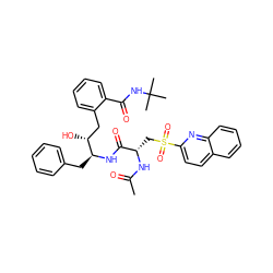 CC(=O)N[C@@H](CS(=O)(=O)c1ccc2ccccc2n1)C(=O)N[C@@H](Cc1ccccc1)[C@H](O)Cc1ccccc1C(=O)NC(C)(C)C ZINC000026018774