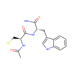 CC(=O)N[C@@H](CS)C(=O)N[C@@H](Cc1c[nH]c2ccccc12)C(N)=O ZINC000029553330