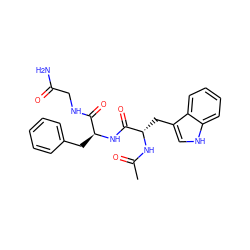 CC(=O)N[C@@H](Cc1c[nH]c2ccccc12)C(=O)N[C@@H](Cc1ccccc1)C(=O)NCC(N)=O ZINC000095577578