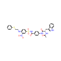 CC(=O)N[C@@H](Cc1c[nH]c2ccccc12)C(=O)Nc1ccc(C(=O)NS(=O)(=O)c2ccc(NCCSc3ccccc3)c([N+](=O)[O-])c2)cc1 ZINC000082157877