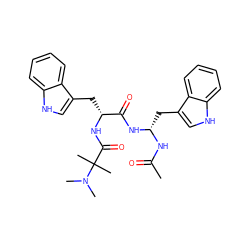 CC(=O)N[C@@H](Cc1c[nH]c2ccccc12)NC(=O)[C@@H](Cc1c[nH]c2ccccc12)NC(=O)C(C)(C)N(C)C ZINC000013493976