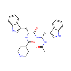 CC(=O)N[C@@H](Cc1c[nH]c2ccccc12)NC(=O)[C@@H](Cc1c[nH]c2ccccc12)NC(=O)C1CCNCC1 ZINC000013493972