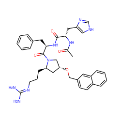 CC(=O)N[C@@H](Cc1c[nH]cn1)C(=O)N[C@H](Cc1ccccc1)C(=O)N1C[C@H](OCc2ccc3ccccc3c2)C[C@H]1CCCN=C(N)N ZINC000049938376