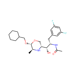 CC(=O)N[C@@H](Cc1cc(F)cc(F)c1)[C@H](O)[C@H]1CO[C@@H](OCC2CCCCC2)[C@H](C)N1 ZINC001772576669