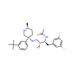 CC(=O)N[C@@H](Cc1cc(F)cc(F)c1)[C@H](O)CN[C@@]1(c2cccc(C(C)(C)C)c2)CC[C@H](C)NC1 ZINC000045303345