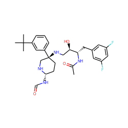 CC(=O)N[C@@H](Cc1cc(F)cc(F)c1)[C@H](O)CN[C@@]1(c2cccc(C(C)(C)C)c2)CC[C@H](NC=O)NC1 ZINC000045283969