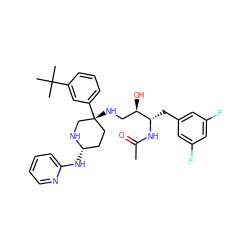 CC(=O)N[C@@H](Cc1cc(F)cc(F)c1)[C@H](O)CN[C@@]1(c2cccc(C(C)(C)C)c2)CC[C@H](Nc2ccccn2)NC1 ZINC000049695452