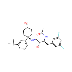 CC(=O)N[C@@H](Cc1cc(F)cc(F)c1)[C@H](O)CN[C@]1(c2cccc(C(C)(C)C)c2)CC[C@@H](O)CC1 ZINC000101297947