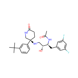 CC(=O)N[C@@H](Cc1cc(F)cc(F)c1)[C@H](O)CN[C@]1(c2cccc(C(C)(C)C)c2)CCC(=O)NC1 ZINC000045245003