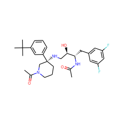 CC(=O)N[C@@H](Cc1cc(F)cc(F)c1)[C@H](O)CN[C@]1(c2cccc(C(C)(C)C)c2)CCCN(C(C)=O)C1 ZINC000045318036