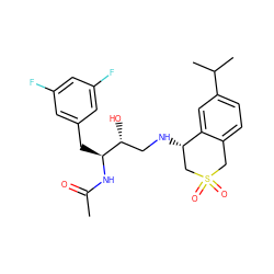 CC(=O)N[C@@H](Cc1cc(F)cc(F)c1)[C@H](O)CN[C@H]1CS(=O)(=O)Cc2ccc(C(C)C)cc21 ZINC000096282231