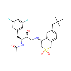 CC(=O)N[C@@H](Cc1cc(F)cc(F)c1)[C@H](O)CN[C@H]1CS(=O)(=O)Cc2ccc(CC(C)(C)C)cc21 ZINC000096282235