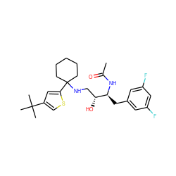 CC(=O)N[C@@H](Cc1cc(F)cc(F)c1)[C@H](O)CNC1(c2cc(C(C)(C)C)cs2)CCCCC1 ZINC000064548415