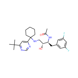 CC(=O)N[C@@H](Cc1cc(F)cc(F)c1)[C@H](O)CNC1(c2cc(C(C)(C)C)ncn2)CCCCC1 ZINC000064539581