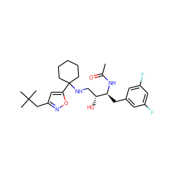 CC(=O)N[C@@H](Cc1cc(F)cc(F)c1)[C@H](O)CNC1(c2cc(CC(C)(C)C)no2)CCCCC1 ZINC000064538976