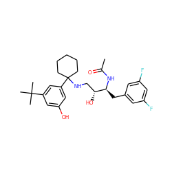 CC(=O)N[C@@H](Cc1cc(F)cc(F)c1)[C@H](O)CNC1(c2cc(O)cc(C(C)(C)C)c2)CCCCC1 ZINC000064540317