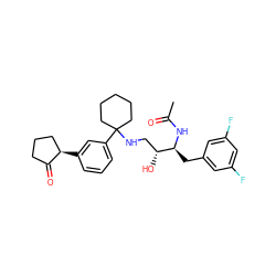 CC(=O)N[C@@H](Cc1cc(F)cc(F)c1)[C@H](O)CNC1(c2cccc([C@@H]3CCCC3=O)c2)CCCCC1 ZINC000058538475