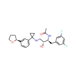 CC(=O)N[C@@H](Cc1cc(F)cc(F)c1)[C@H](O)CNC1(c2cccc([C@@H]3CCCO3)c2)CC1 ZINC000058519381