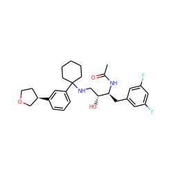 CC(=O)N[C@@H](Cc1cc(F)cc(F)c1)[C@H](O)CNC1(c2cccc([C@@H]3CCOC3)c2)CCCCC1 ZINC000058538153