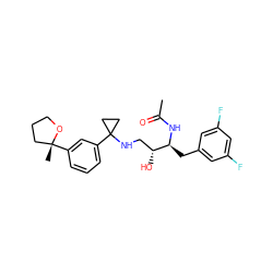 CC(=O)N[C@@H](Cc1cc(F)cc(F)c1)[C@H](O)CNC1(c2cccc([C@]3(C)CCCO3)c2)CC1 ZINC000058512257