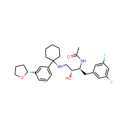 CC(=O)N[C@@H](Cc1cc(F)cc(F)c1)[C@H](O)CNC1(c2cccc([C@H]3CCCO3)c2)CCCCC1 ZINC000058538159