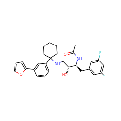 CC(=O)N[C@@H](Cc1cc(F)cc(F)c1)[C@H](O)CNC1(c2cccc(-c3ccco3)c2)CCCCC1 ZINC000058523742