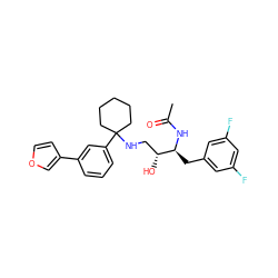 CC(=O)N[C@@H](Cc1cc(F)cc(F)c1)[C@H](O)CNC1(c2cccc(-c3ccoc3)c2)CCCCC1 ZINC000058523553