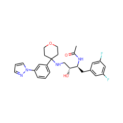 CC(=O)N[C@@H](Cc1cc(F)cc(F)c1)[C@H](O)CNC1(c2cccc(-n3cccn3)c2)CCOCC1 ZINC000064513461