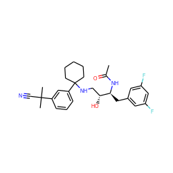 CC(=O)N[C@@H](Cc1cc(F)cc(F)c1)[C@H](O)CNC1(c2cccc(C(C)(C)C#N)c2)CCCCC1 ZINC000058632359