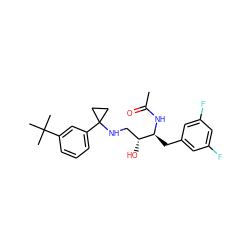 CC(=O)N[C@@H](Cc1cc(F)cc(F)c1)[C@H](O)CNC1(c2cccc(C(C)(C)C)c2)CC1 ZINC000060327399