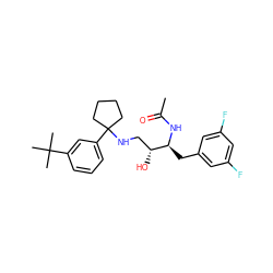 CC(=O)N[C@@H](Cc1cc(F)cc(F)c1)[C@H](O)CNC1(c2cccc(C(C)(C)C)c2)CCCC1 ZINC000045284952