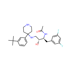 CC(=O)N[C@@H](Cc1cc(F)cc(F)c1)[C@H](O)CNC1(c2cccc(C(C)(C)C)c2)CCNCC1 ZINC000034443460