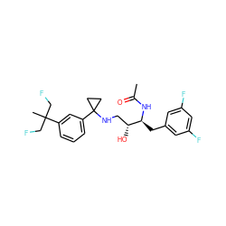 CC(=O)N[C@@H](Cc1cc(F)cc(F)c1)[C@H](O)CNC1(c2cccc(C(C)(CF)CF)c2)CC1 ZINC000064527530