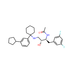 CC(=O)N[C@@H](Cc1cc(F)cc(F)c1)[C@H](O)CNC1(c2cccc(C3CCCC3)c2)CCCCC1 ZINC000058537985